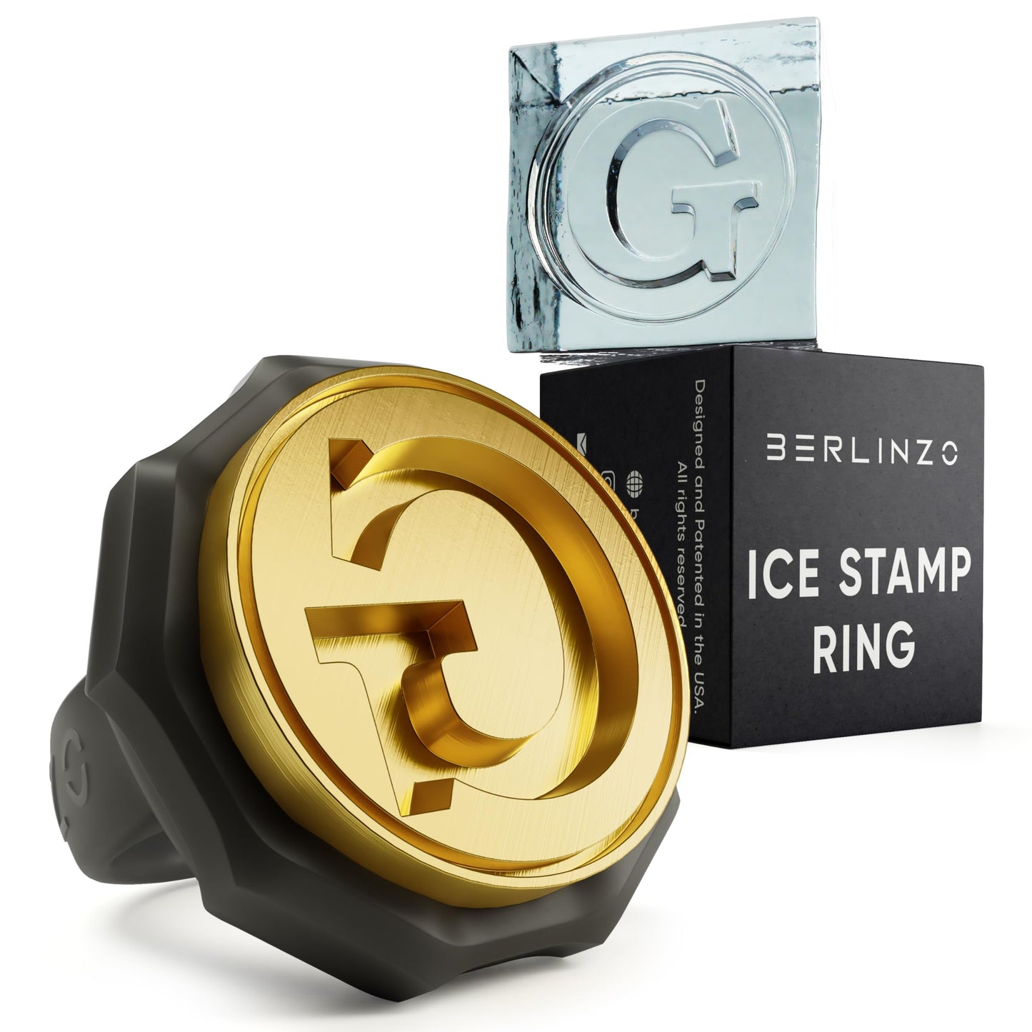 Berlinzo Brass Ice Stamp Ring Letter L