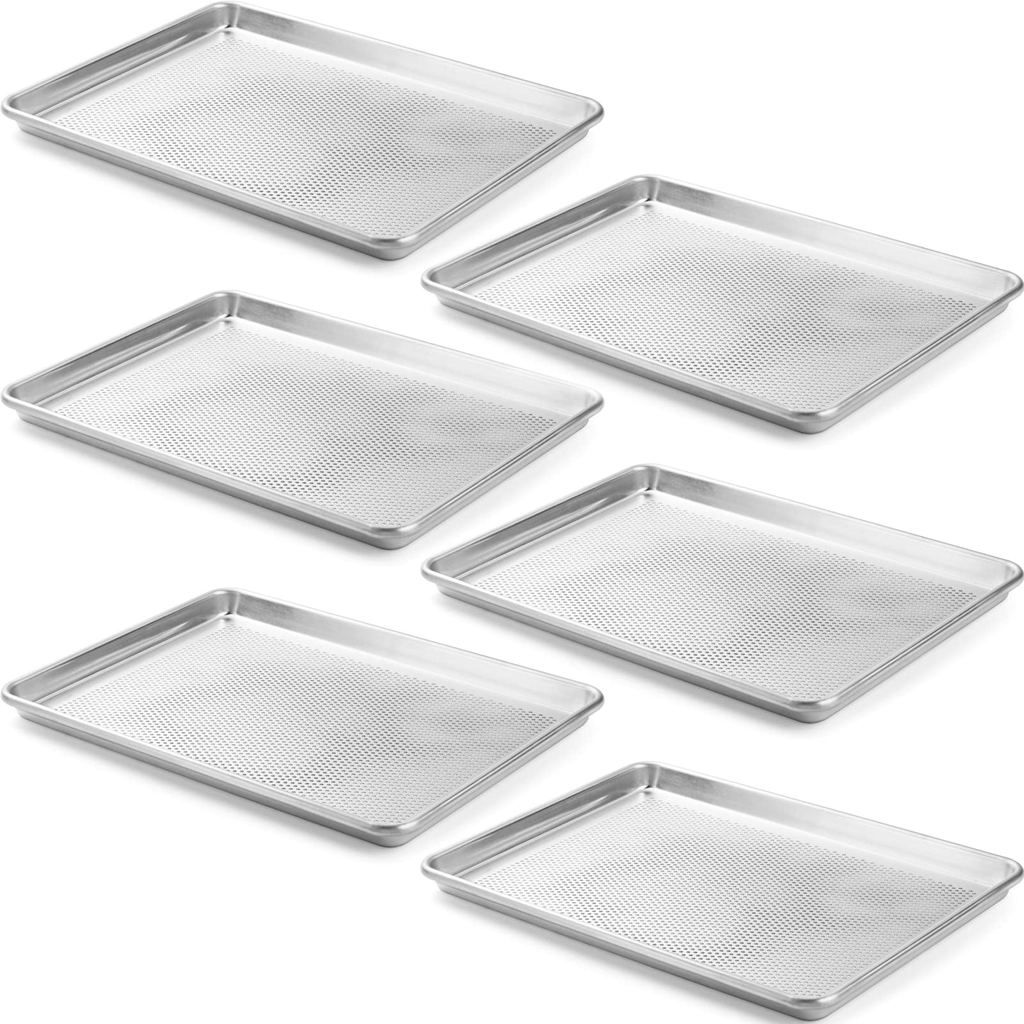 CURTA 12 Pack Aluminum Sheet Pan, NSF Listed Half Size 18 x 13 inch Commercial Bakery Cake Bun Pan, Baking Tray