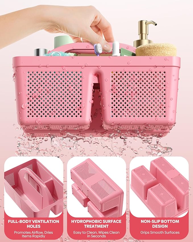 4 PCS Portable Shower Caddy, Integrated Handle, Reinforced Plastic, Organizer Storage Bathroom Supplies and Beauty Products, Cleaning Supplies, Shower Basket for Home, Dorm, Shelf and Cabinet