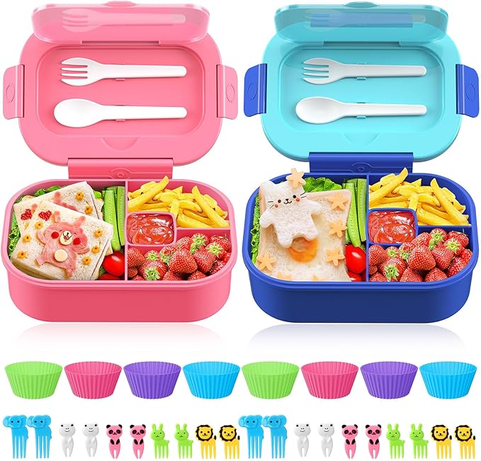 Bento Box Kid Adult Lunch Box 2 Pack, Leakproof Bento Lunch Container
