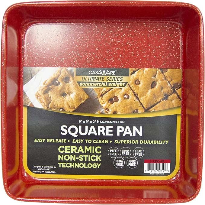 casaWare Ceramic Coated NonStick Heavy Weight 9-inch Square Cake Pan (Blue Granite)