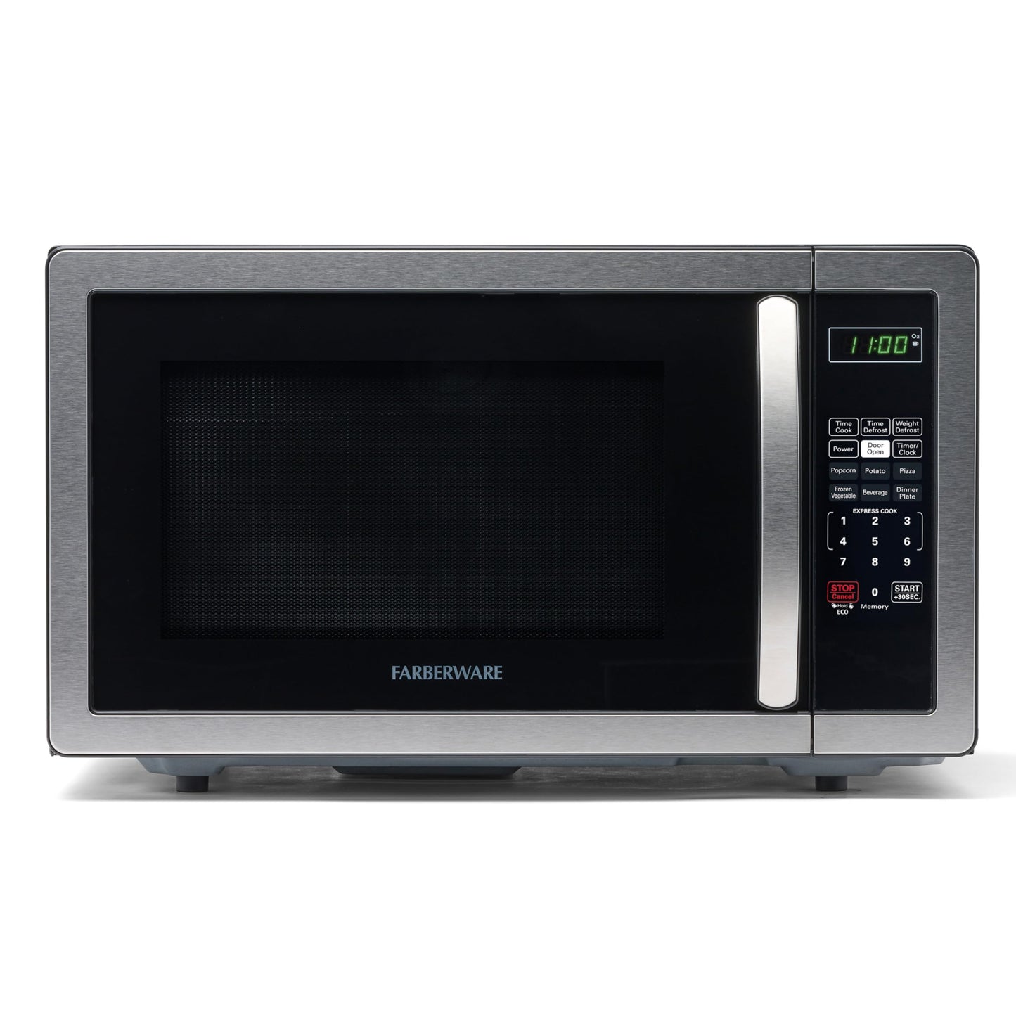 Farberware 1.6 Cu. Ft. Countertop Microwave Oven – 1100 Watts Power, Smart Sensor Auto Cook Settings, Defrost, Easy Clean and Child Safety Lock - Stainless