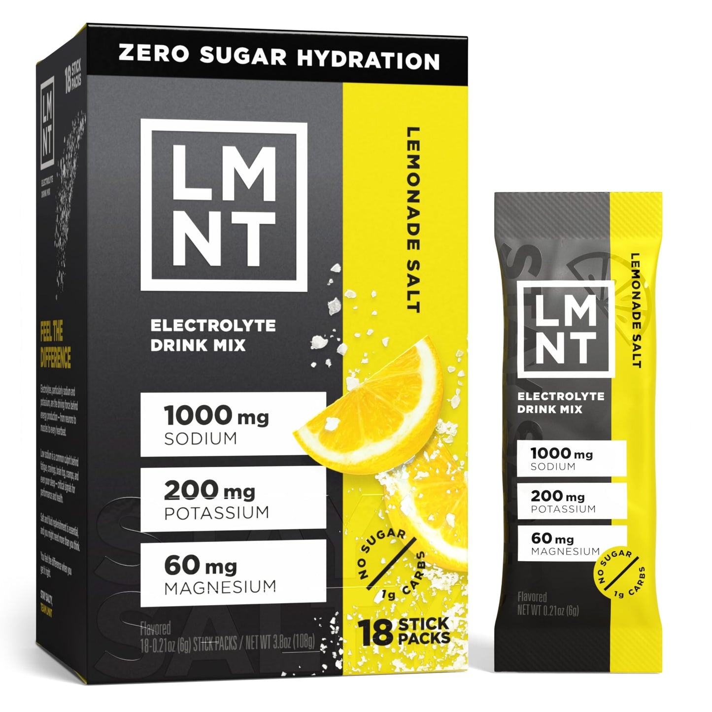 LMNT Zero Sugar Electrolytes - Raw Unflavored Salt | Drink Mix | 30-Count