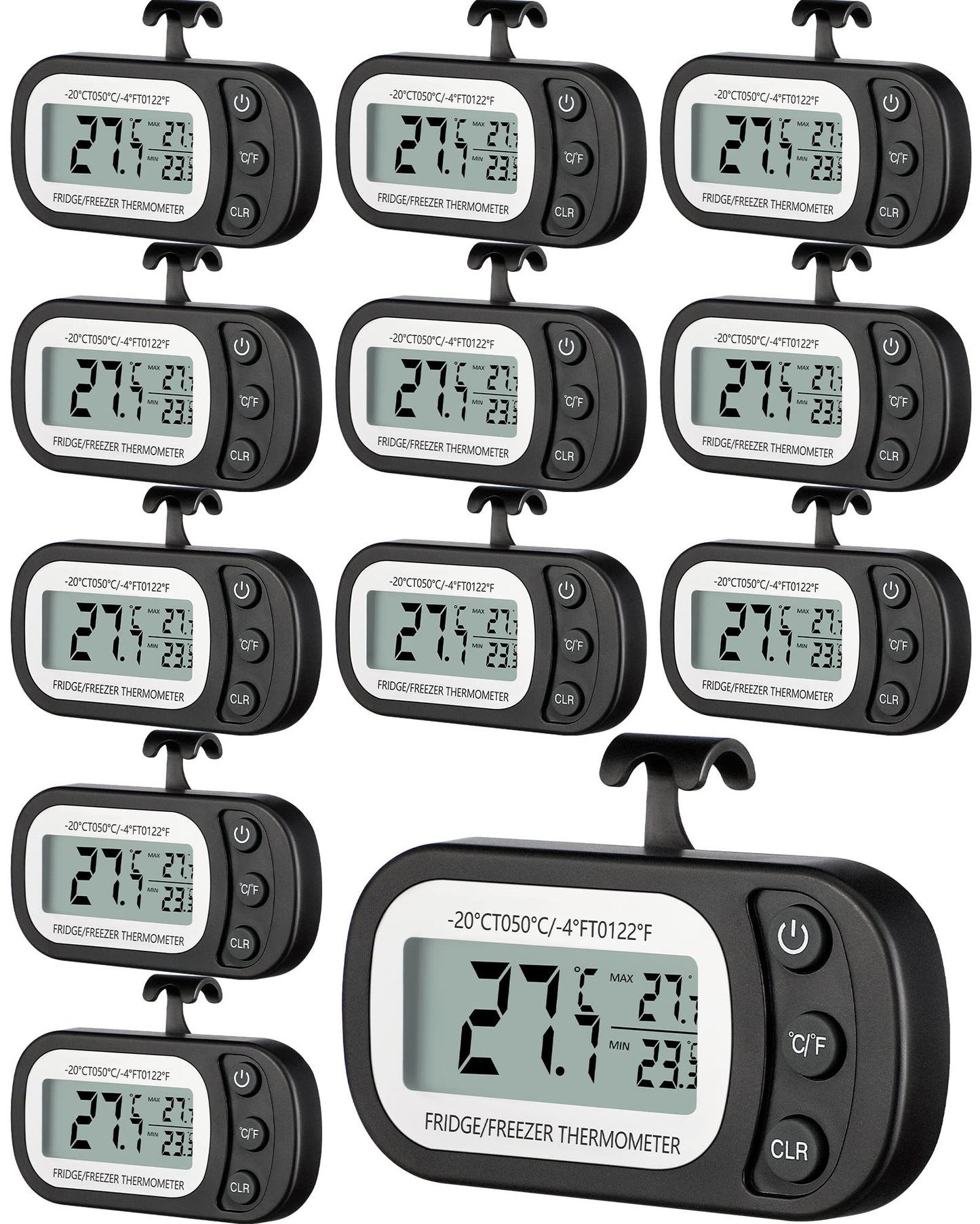 Frienda 12 Pcs White Fridge Thermometer Refrigerator, Button