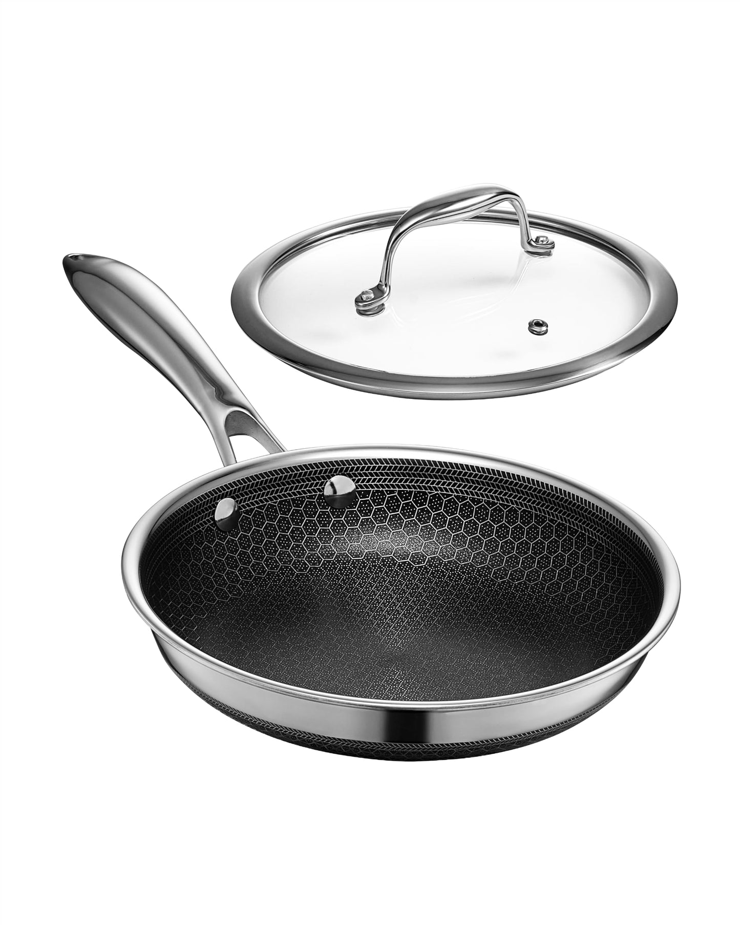 HexClad 10" Hybrid Nonstick Frying Pan with Lid, Dishwasher & Oven Safe