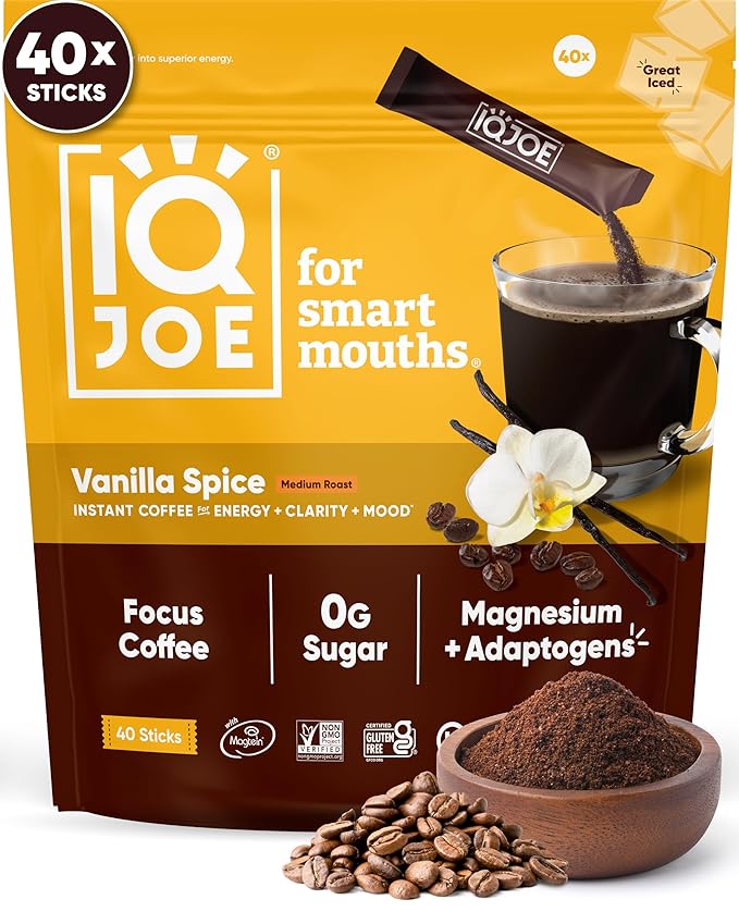 IQJOE Instant Mushroom Coffee Packets, Variety Pack, 16 Stick Packs