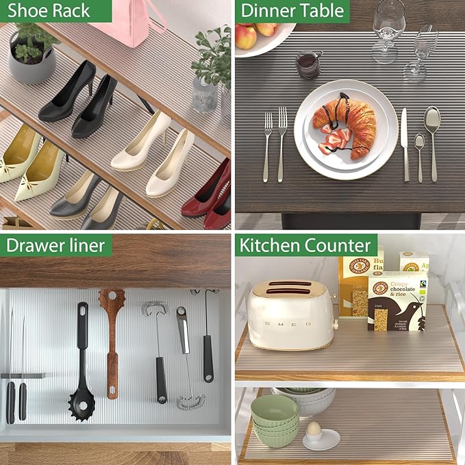 Anoak Shelf Liner - Non-Slip Cabinet Liner, 24 Inch x 10 FT(120 Inch) Durable Waterproof Washable Oil-Proof for Kitchen Cabinet, Shelves, Refrigerator, Storage, Desks, Non Adhesive