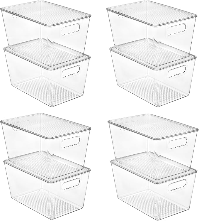 Vtopmart 1 Pack Clear Stackable Storage Bins with Lids and Handles, Medium