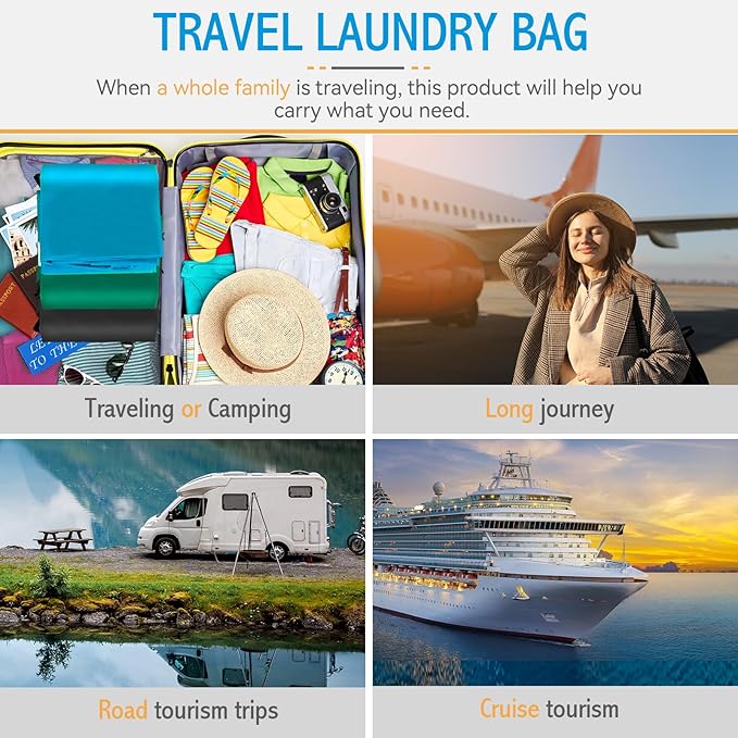 Extra Large Heavy Duty Laundry Bag - 28" x 40", Travel Laundry Bag for Dirty Clothes, Light Blue