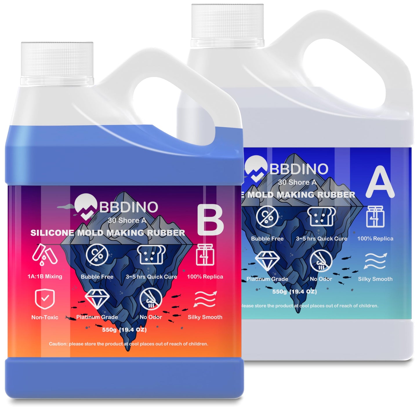 BBDINO Silicone Mold Making Kit Liquid Platinum 30A 2.42 Lbs Sapphire Blue