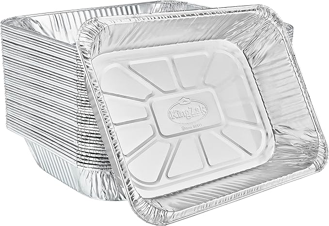 Aluminum Pans Half Size, 9X13, Extra Heavy Duty Disposable Foil Pans For Baking (10 Pack) Roasting & Chafing, Deep Tin Foil Bakeware, Steam Table Tray, Cookware, Food Prepping, Cake & Oven Pan