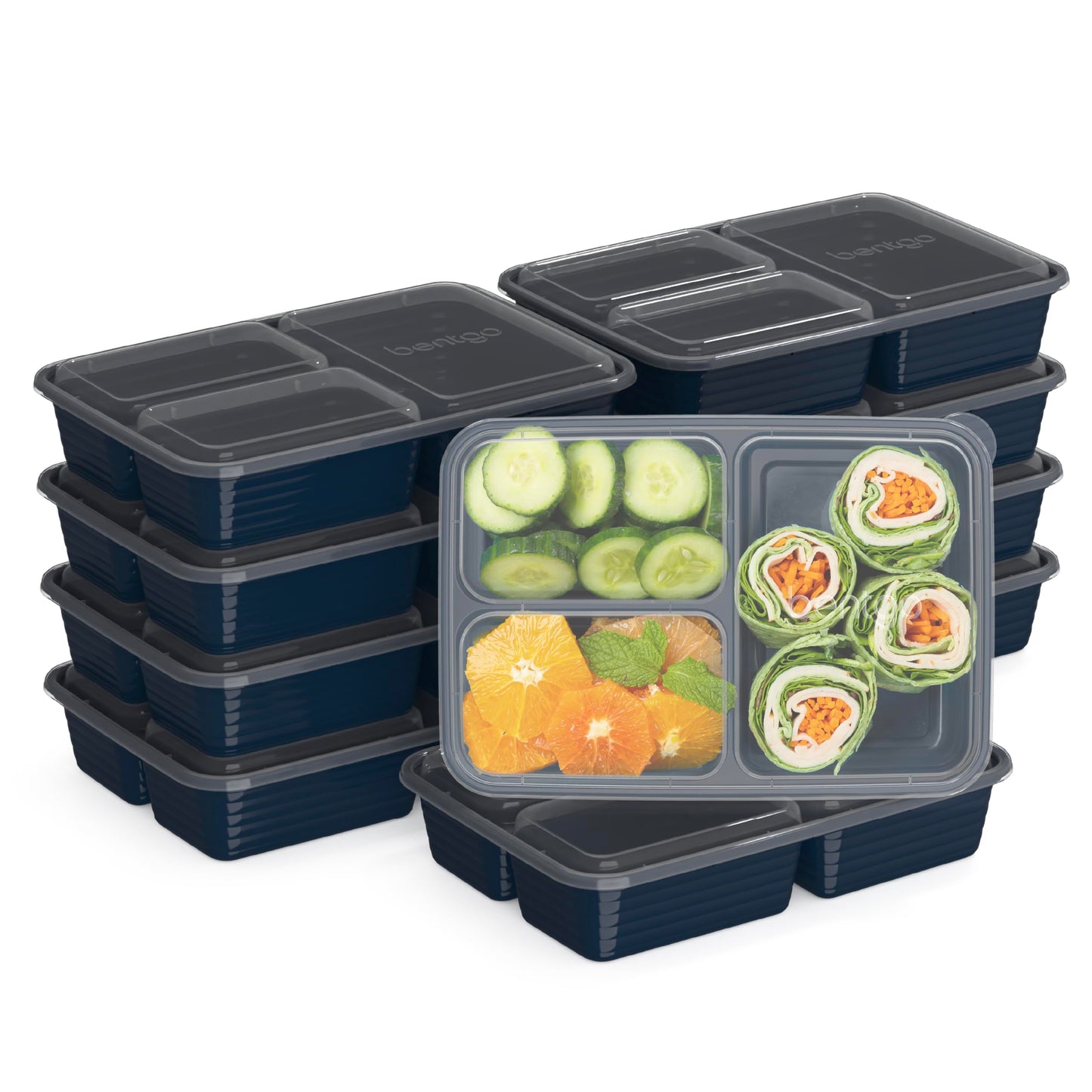Bentgo Prep 3-Compartment Meal Prep Containers with Lids, 20 Piece Set