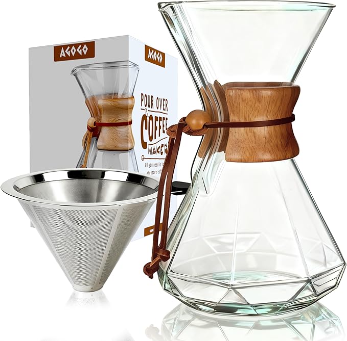 AGOGO Pour Over Coffee Maker Set, 40oz Classic Style, 304 Stainless Filter