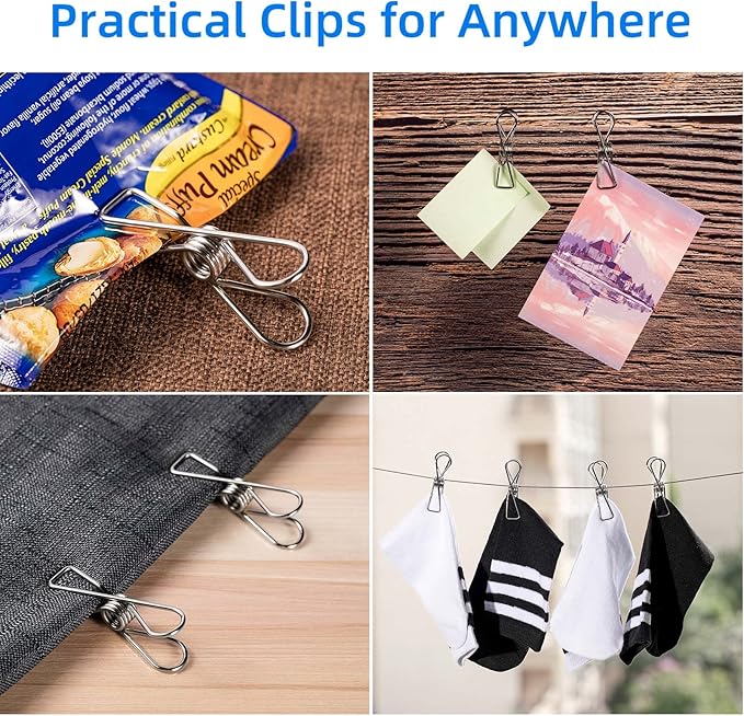 40 Pack Wire Clothes Pins Heavy Duty Outdoor, Stainless Steel ClothesPins for Hanging Clothes, Metal Clothes Pegs, Clothing Clips, Laundry Pins 2.0mm Diameter 6cm Long