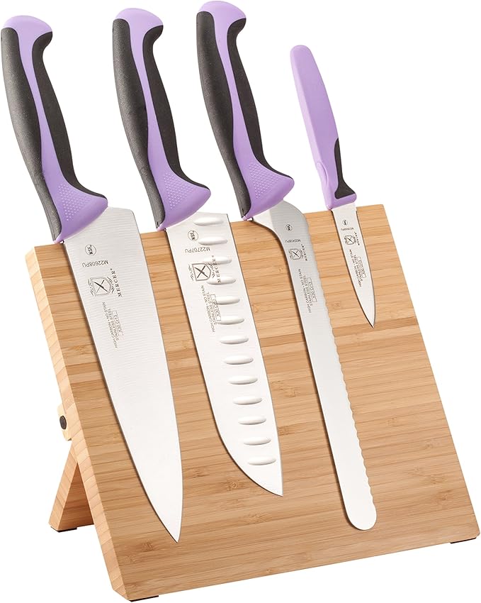 Mercer Culinary Millennia Colors 5-Piece Magnetic Board Set with Blue Handles, Bamboo, 16 x 8 x 18 inches