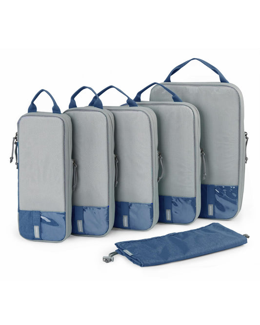 BAGSMART 6 Set Compression Packing Cubes - Lightweight Travel Essentials, Durable Luggage Organizer