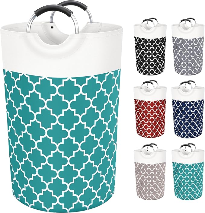Large Laundry Basket Laundry Hamper Bag Washing Bin Clothes Bag Collapsible Tall With Handles Waterproof Travel Bathroom College Essentials Storage For College Dorm, Family (Green)115L