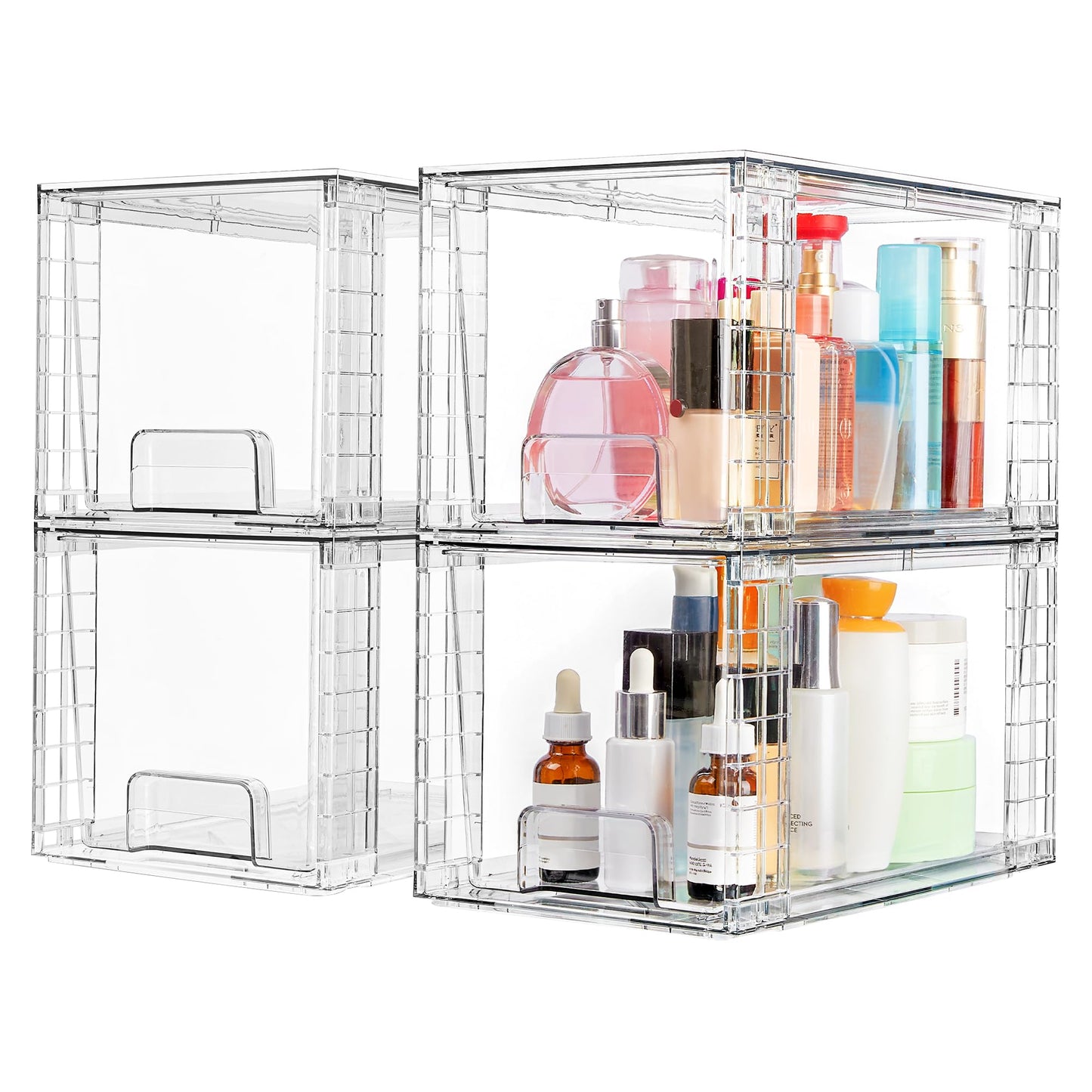 Vtopmart 2 Pack Large Stackable Storage Drawers, Clear