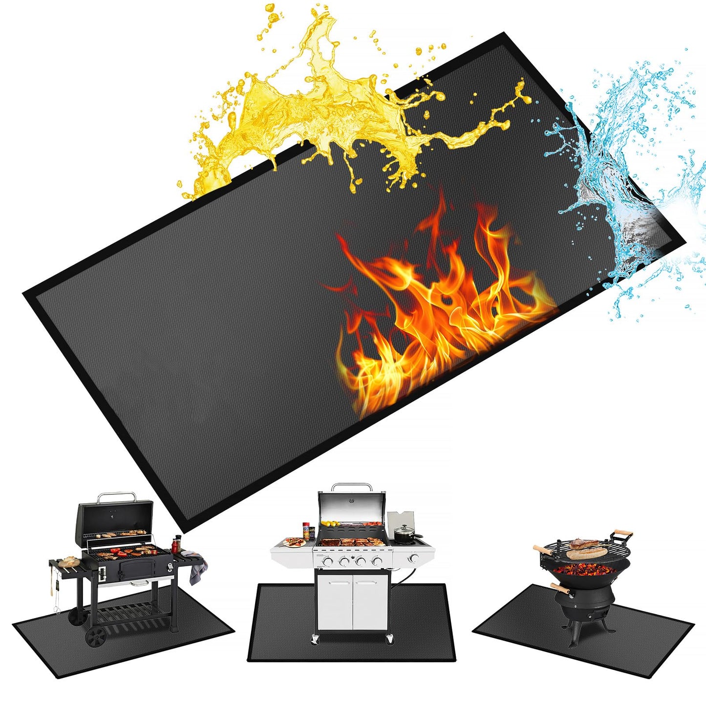 60 ×52 Inch Under Grill Mats for Outdoor Grill & Grill Mat for Under BBQ