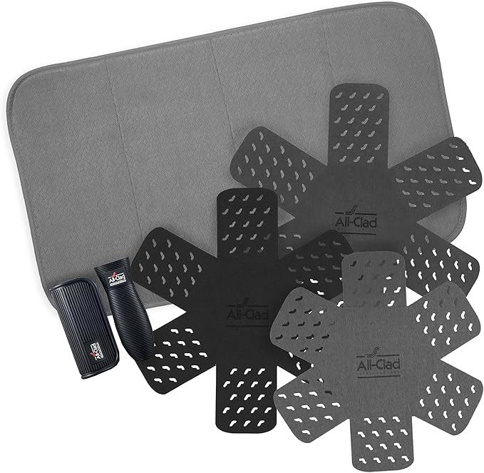All-Clad Premium Cookware Protectors: Pot and Pan Protectors for Kitchen Organization - Perfect for Cast Iron, Steel, or Glass, 6-Piece, Black/Gray