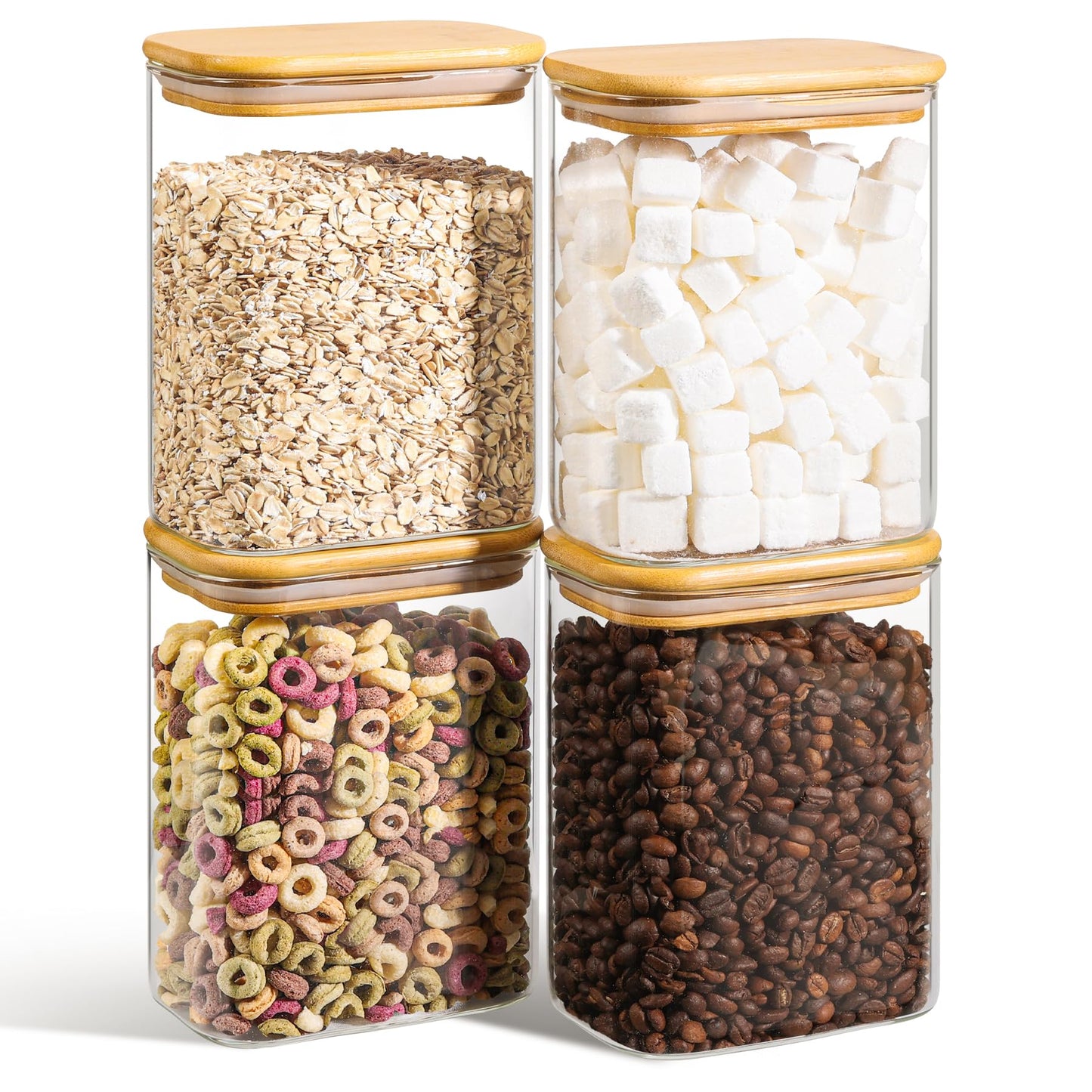 ComSaf Small Glass Containers with Lids 0.7 Qt, Set of 6 Glass Storage Jars