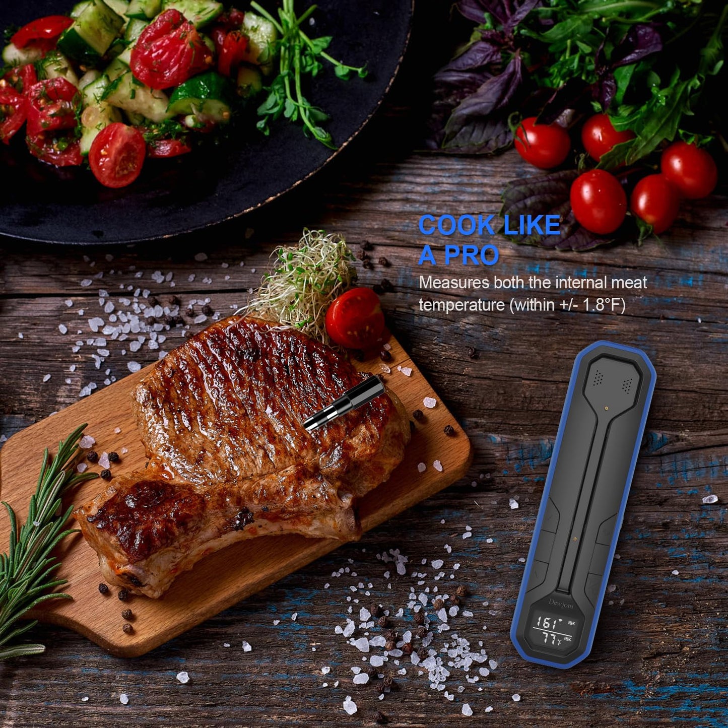 Wireless Meat Probe Thermometer with APP Control for BBQ Grill Smoker Oven