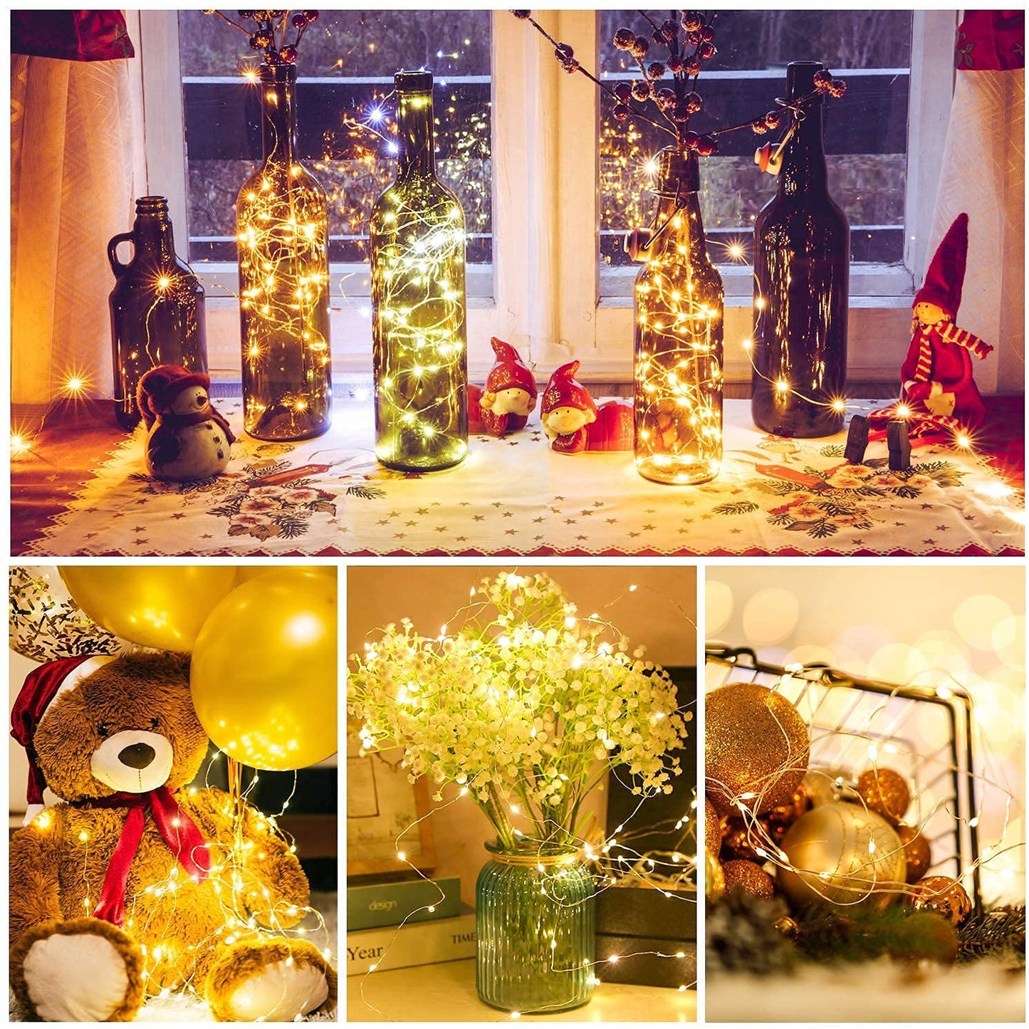 12 Pack Valentine's Day Fairy Lights Battery Operated, 3 Speed Modes, Extra 12 Batteries for Replacement, 7Ft 20 LED Mini String Light, Waterproof Copper Wire, Twinkle Firefly Lights for Christmas