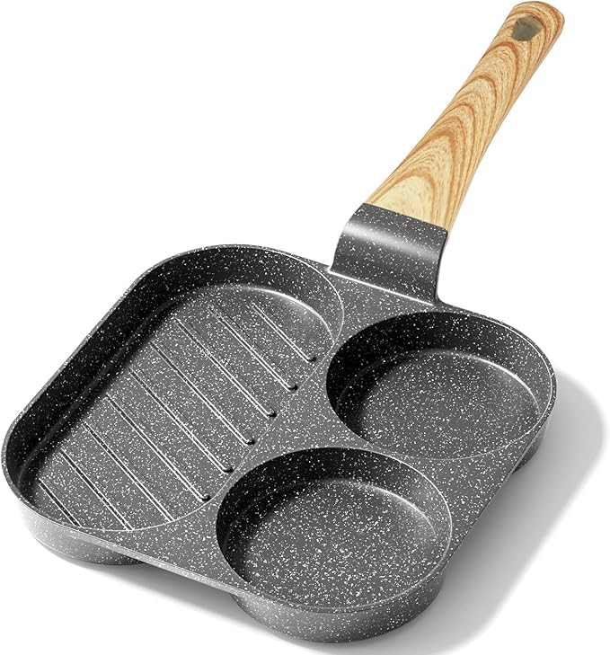 GiPP Nonstick Egg Frying Pan, 4-Cup Granite Non Stick Omelette Pan Skillet for Breakfast, Pancake Pan with Heat-Resistant Handle, Compatible with All Stovetops, Easy to Clean, PFOA Free, White