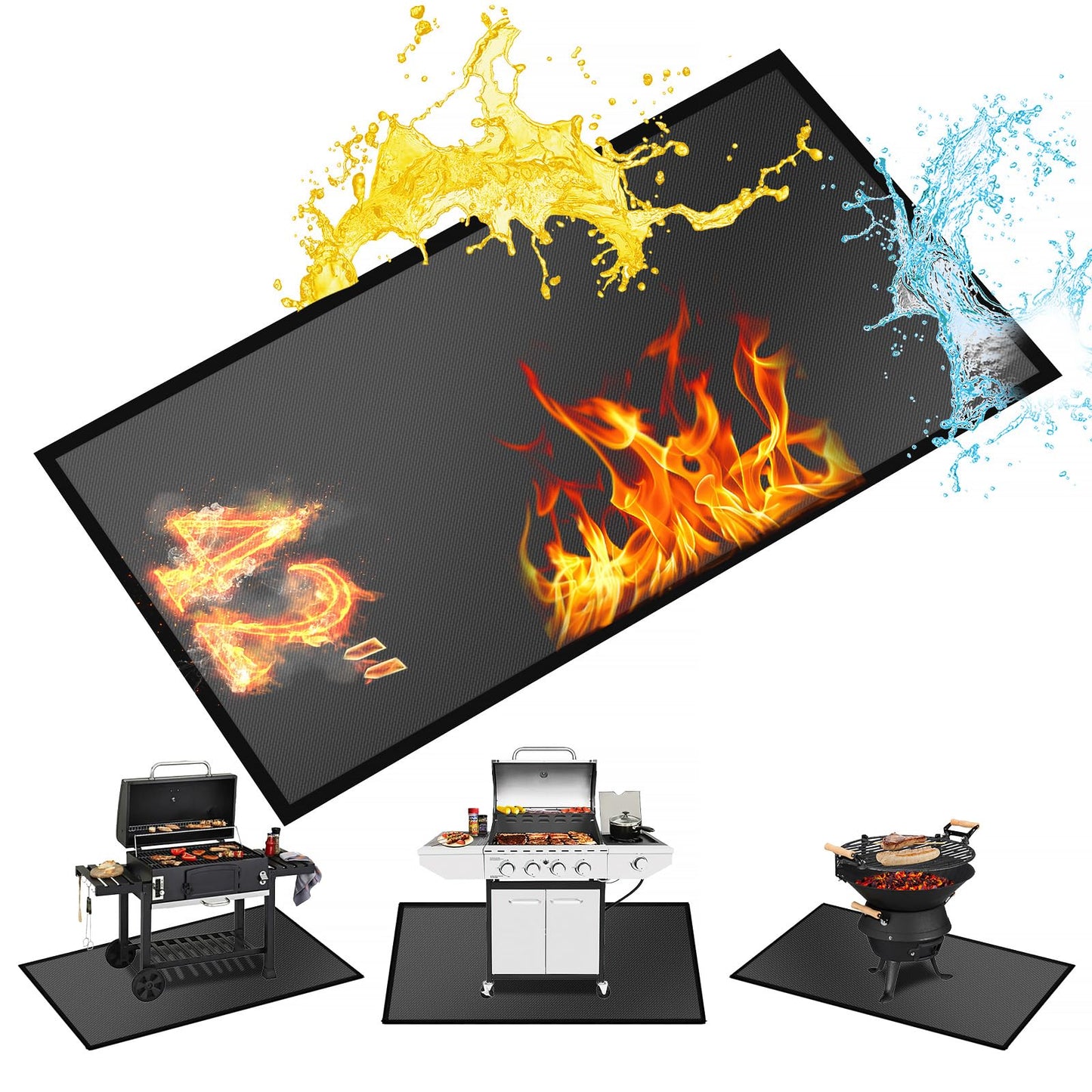 60 ×52 Inch Under Grill Mats for Outdoor Grill & Grill Mat for Under BBQ