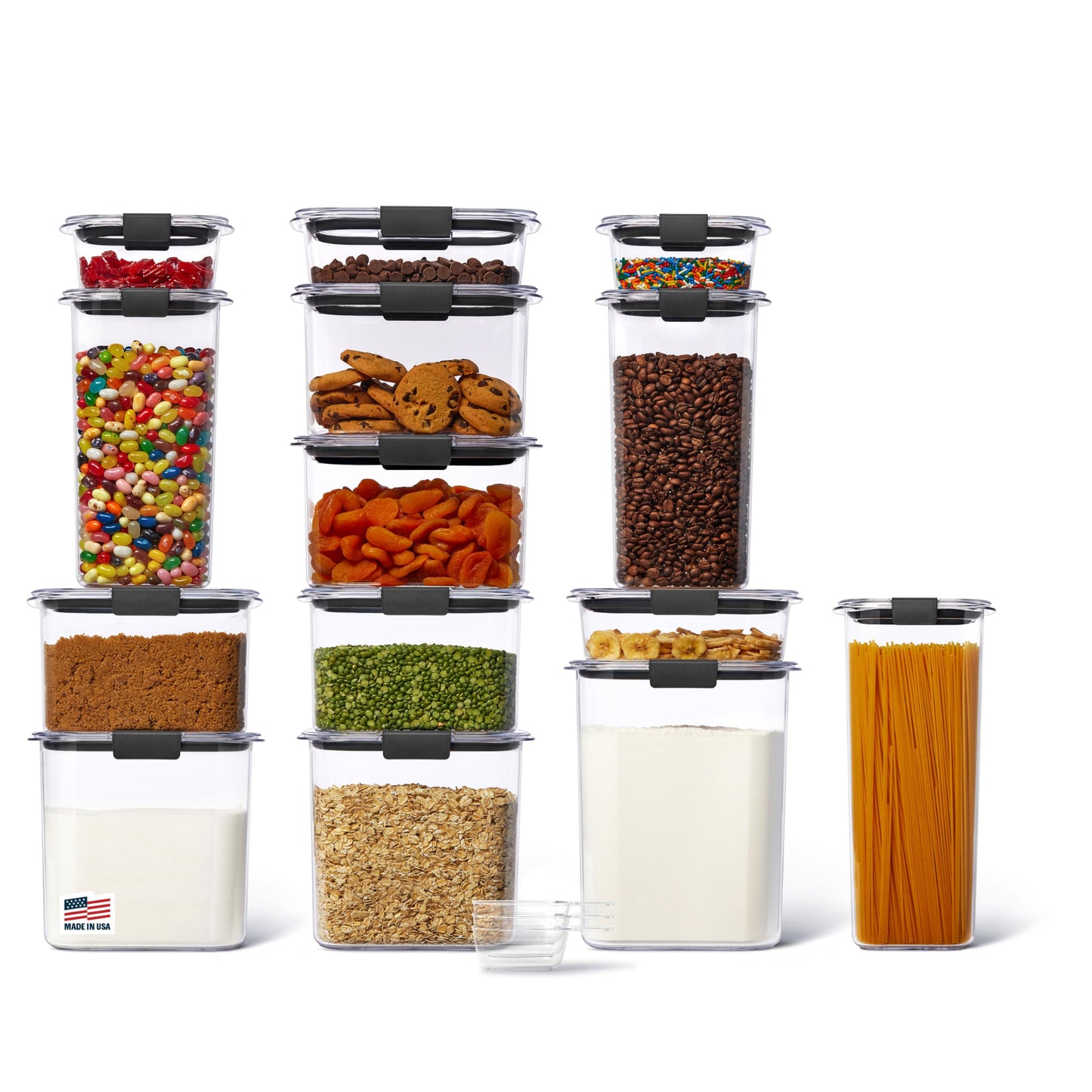 Rubbermaid Brilliance Pantry Food Storage Containers, Set of 4 (8 Pieces), BPA-Free, Clear, Airtight