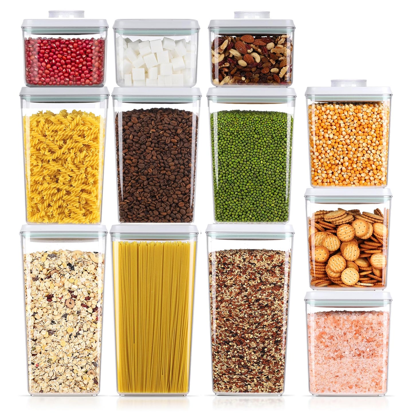Melovom Pop Food Storage Containers Airtight Food Storage Containers Set with Lids Kitchen Pantry Organization and Storage, Stackable, BPA Free, 3 x 1.2Qt