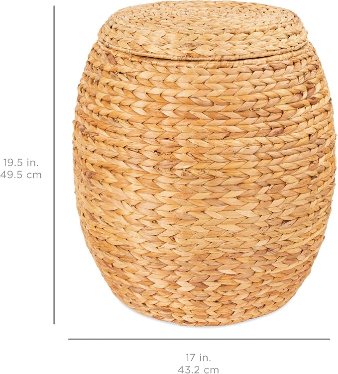 Best Choice Products Vintage Multipurpose Hyacinth Storage Basket, Plant Décor, Handwoven Organizer Tote for Bedroom, Living Room, Bathroom, w/Lid - Natural