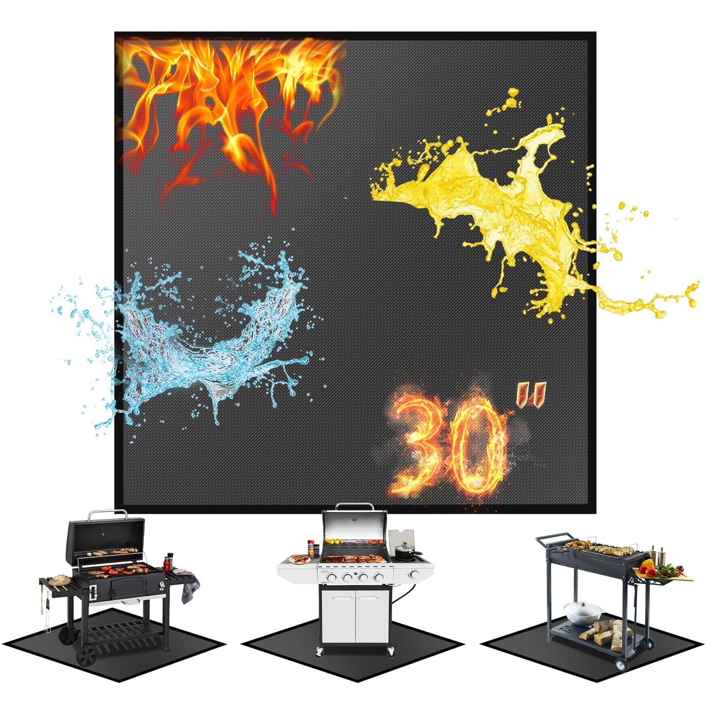 60 ×52 Inch Under Grill Mats for Outdoor Grill & Grill Mat for Under BBQ