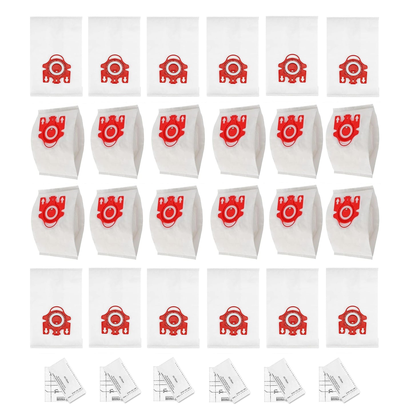 24 Pack 3D Airclean Vacuum Bag Replacement for Miele FJM Vacuum Compact C2 Compact C1 Complete C1 S241 S290 S300i S500 S700 S4 S6 Series With 6 Motor Protection Filters 6 AirClean