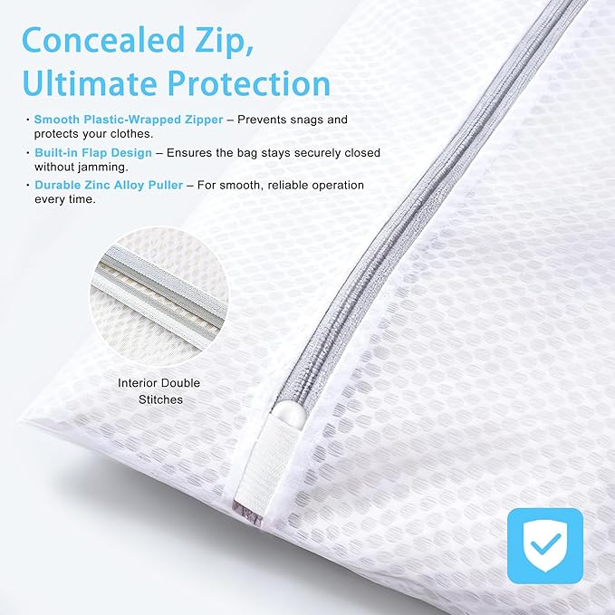 PrettyCare 3 Large (16x19inch) Mesh Laundry Bags for Delicates, Durable Honeycomb Wash Bags with Premium Zippers - Laundry Essentials Mesh Bags for Lingerie, Bras, Socks, Sweater, Travel & Organizing