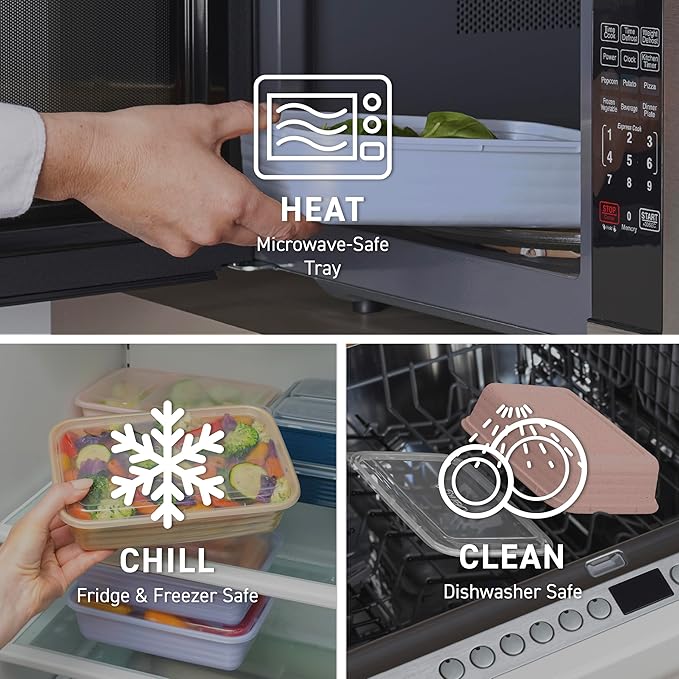 Bentgo Prep - 20-Piece 1-Compartment Reusable Meal Prep Containers with Lids, PFAS & BPA Free Materials, Durable, Microwave, Freezer, & Dishwasher Safe To Go Food Storage (Sky)
