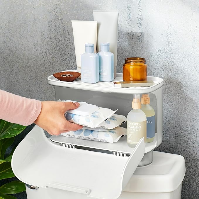 YouCopia Hideaway Toilet Cabinet, Over The Toilet Bathroom Organizer for Paper Rolls, Wipes and Accessories