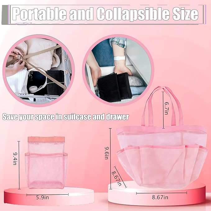 Attmu 2 Pack Mesh Shower Caddy Portable, Quick Dry Hanging Shower Tote Bag for College Dorm Room Essentials, Large Capacity Caddy Dorm for Bathroom Gym Swimming