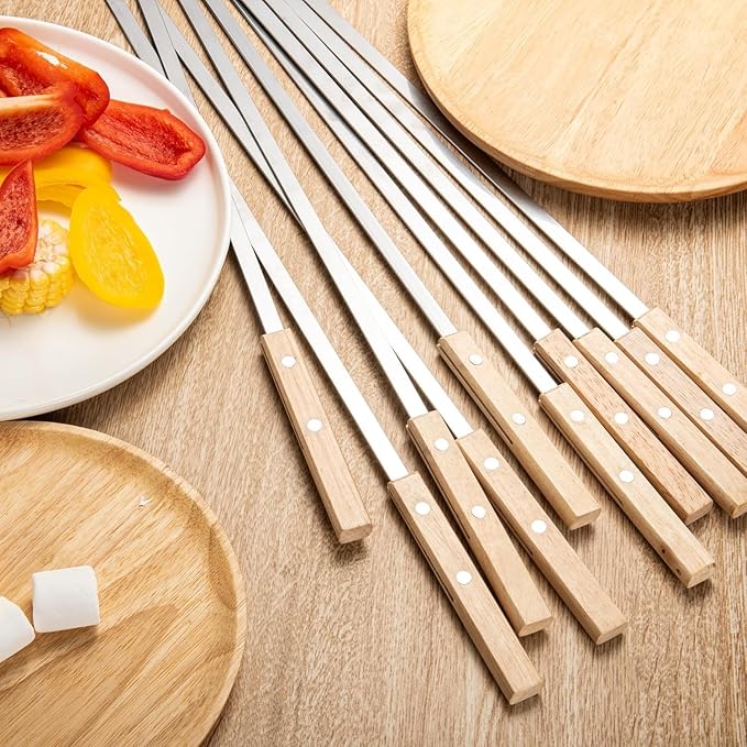 Amestar 12 Pack Kebab Skewers Grilling Skewer Stainless Steel Flat 22 Inche