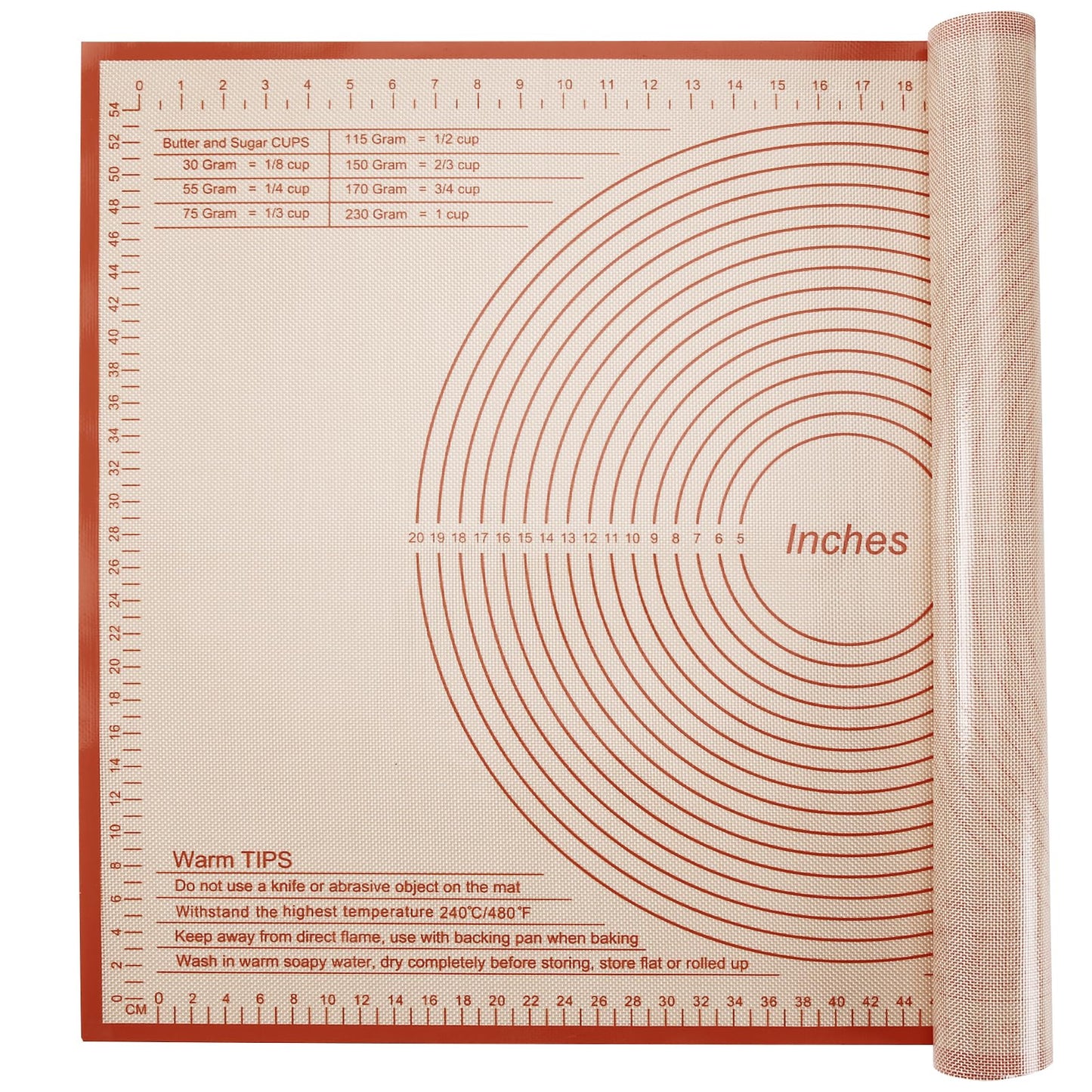 Silicone Pastry Mat 34x26 Inch Nonstick Baking Mat -Perfect for Doug, Pastry, Bread, Dough Rolling, Kneading Board, Pie Crust, Fondant, Pasta/Pizza, Kitchen Counter Mat