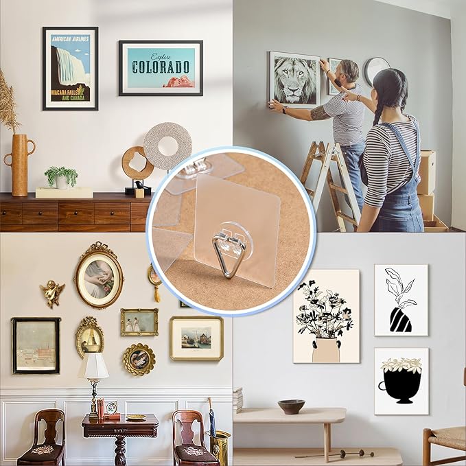 DIDUDIDU Wall Plate Hangers for Display - 20 Pack Invisible Adhesive Picture Hanger Holders for Wall - Ideal for Hanging Large Decorative Plates, Paintings, Artwork - 2.8 inch