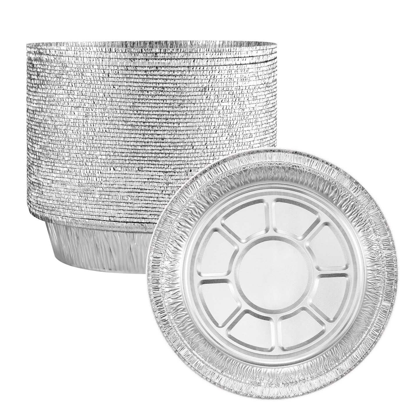 MESTAEK 7 Inch Round Aluminum Foil Pans with Clear Lids, 50 Pack