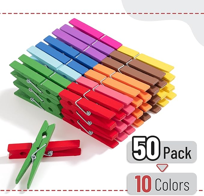 Mr. Pen- Large Wooden Clothes Pins, 2.9 Inch, 50 Pack, Natural Wood Clips for Crafts, Classroom Projects, Hanging Photos, Chip Bags, Decoration, Rust Resistant Spring