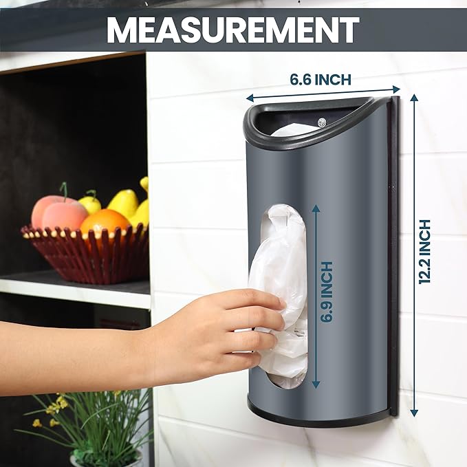 Utopia Kitchen Grocery Plastic Bag Holder and Dispenser Medium, Easy Wall Mount Bag Saver, Stainless Steel, Grey