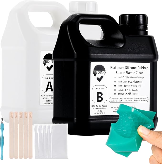 BBDINO Super Elastic Silicone Mold Making Kit 8A Clear 1 Gallon 8.8 lbs