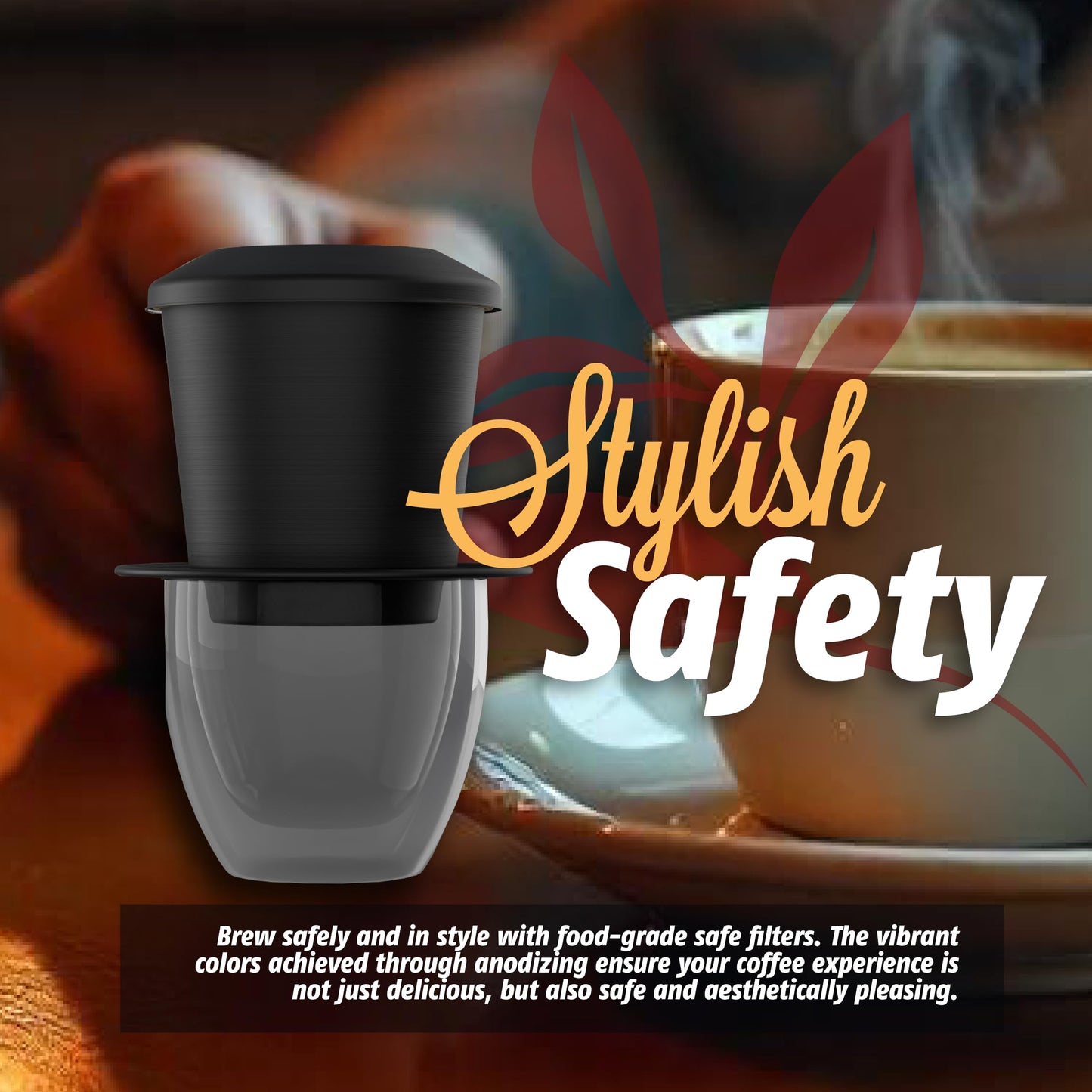 Birdee Phin Coffee Filter Set – Pack of 2, 6 oz Aluminum Black Vietnamese Coffee Maker