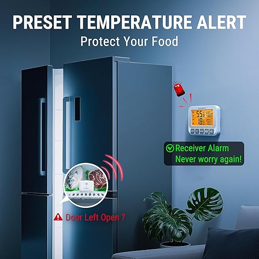 TempPro TempAir Wireless Freezer Fridge Thermometer with Alarm
