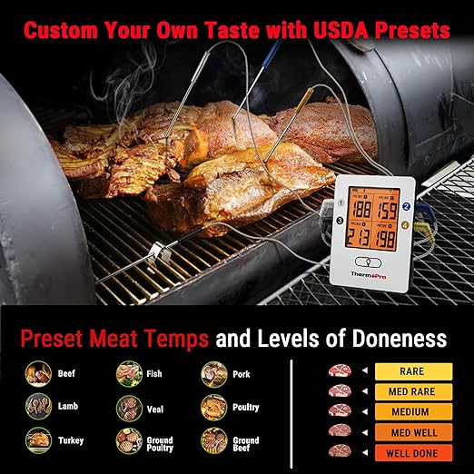 TempPro TempSync 650ft Bluetooth Meat Thermometer for Cooking with 4 Probes