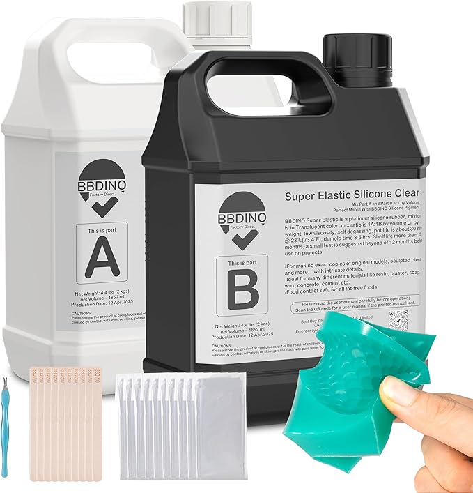 BBDINO Super Elastic Silicone Mold Making Kit 8A Clear 1 Gallon 8.8 lbs