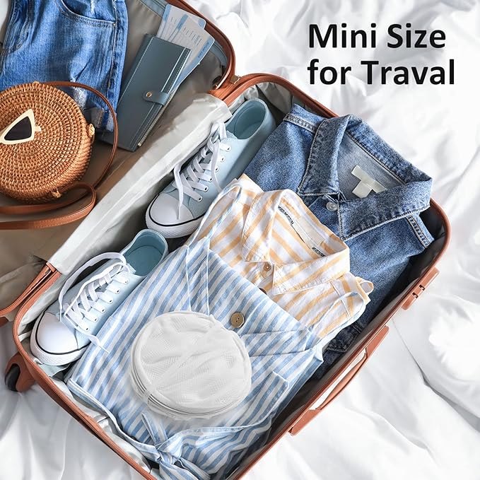 TECHMILLY Collapsible Mesh Pop Up Laundry Hamper with Sturdy Handles and Side Pocket - Portable Foldable Clothes Baskets for Dorm, Bathroom & Travel Storage (White, 3 Packs)